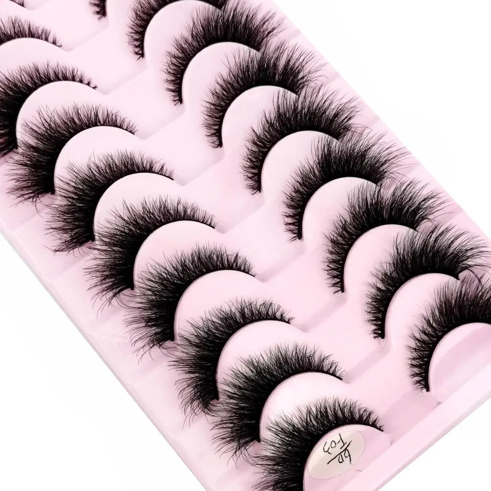 Cat Eye Wispy Mink Lashes – 10 Pairs, Natural Fluffy Long & Short False Eyelashes
