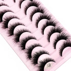 Cat Eye Wispy Mink Lashes – 10 Pairs, Natural Fluffy Long & Short False Eyelashes