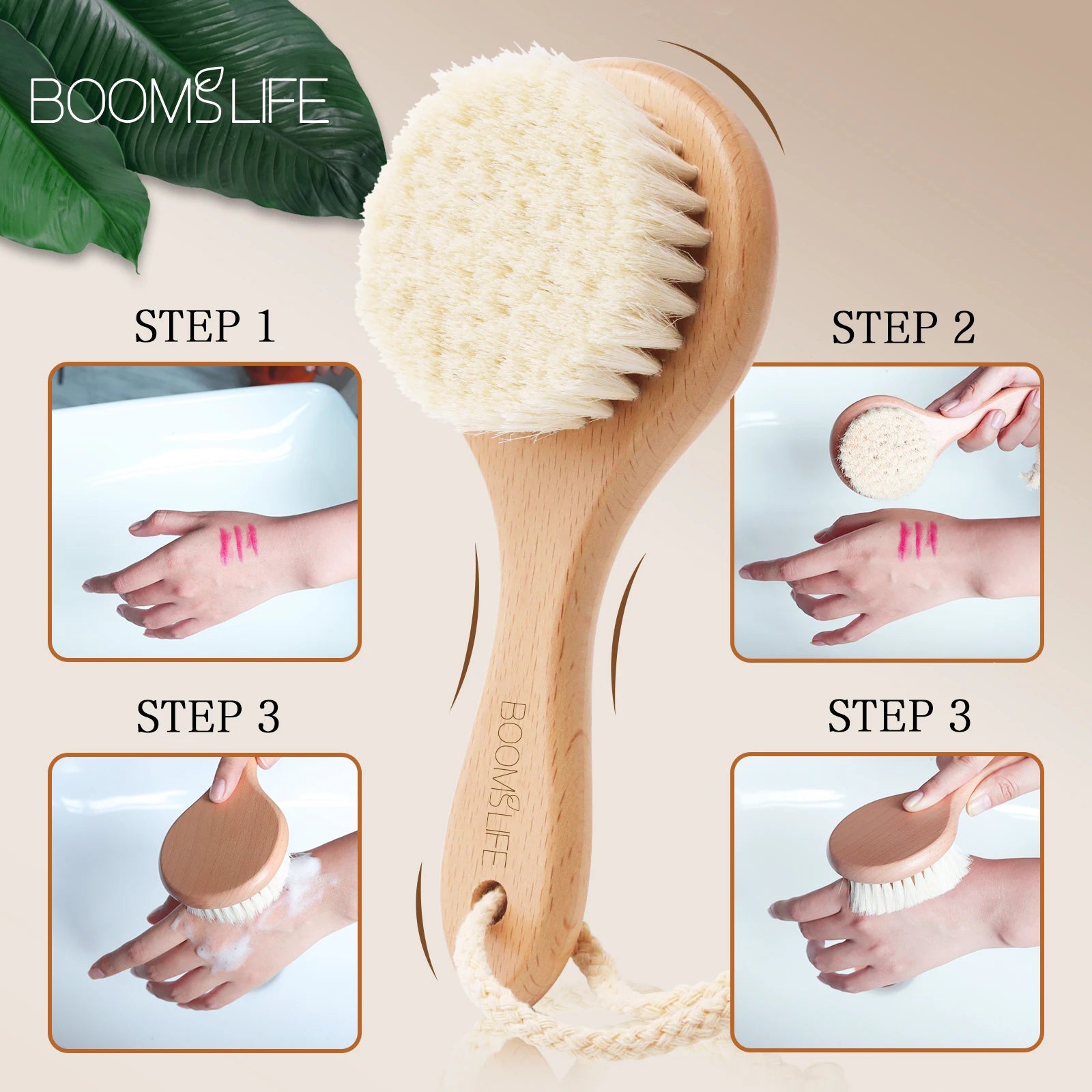 Deep Pore Face Cleansing Brush – Professional Fiber Exfoliating Brush with Wooden Handle
