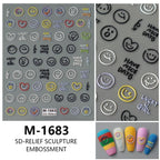 5D Smiley Face Nail Stickers – Embossed Japanese Macaron Decals