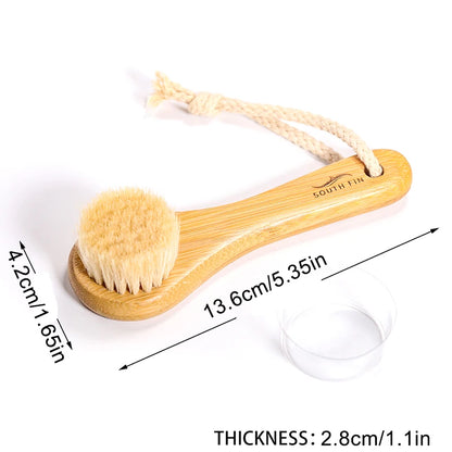 1Pc Facial Cleansing Brush – Soft Bamboo Hair Face Brush for Deep Cleaning, Gentle Massage & Portable Skincare