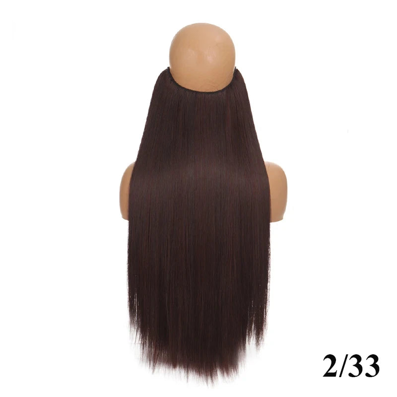Fish Line Hair Extensions – Straight & Curly, 40/50/60cm, Daily Wear