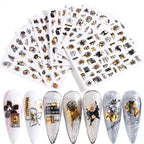Black & Bronze Nail Art Stickers – Animal, Plant & Love English Designs