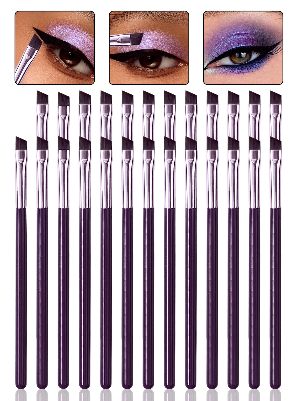 25-Piece Angled Eye Brush Set – Soft Fiber, Wood Handle, Travel-Friendly Makeup Kit
