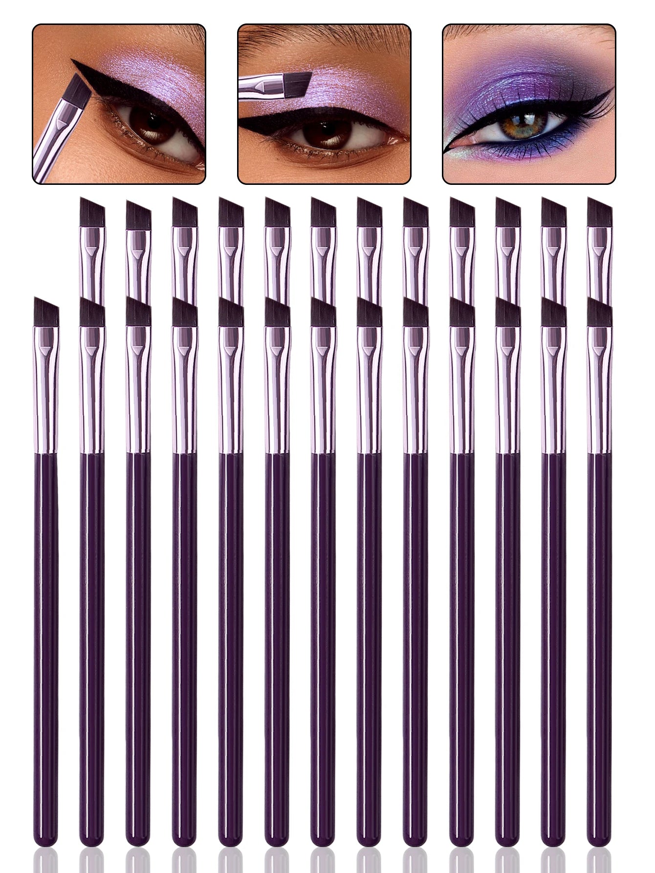 25-Piece Angled Eye Brush Set – Soft Fiber, Wood Handle, Travel-Friendly Makeup Kit