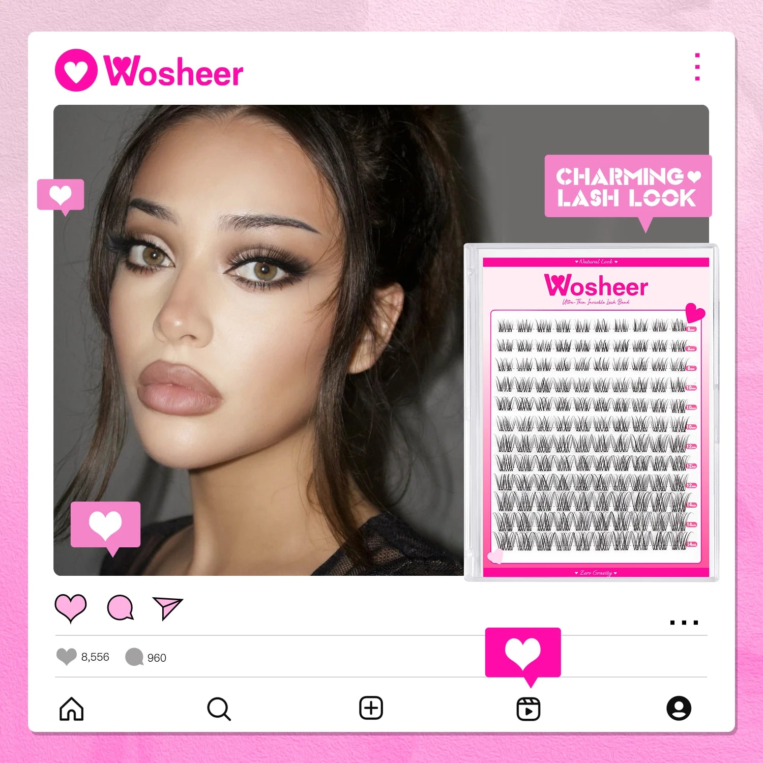 WOSHEER Natural Cluster Lashes – Volume Mixed Eyelash Extensions