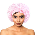 New Women’s Satin Sleeping Bonnet with Tie Bands – Adjustable Silky Cap for Curly Hair & Shower Use