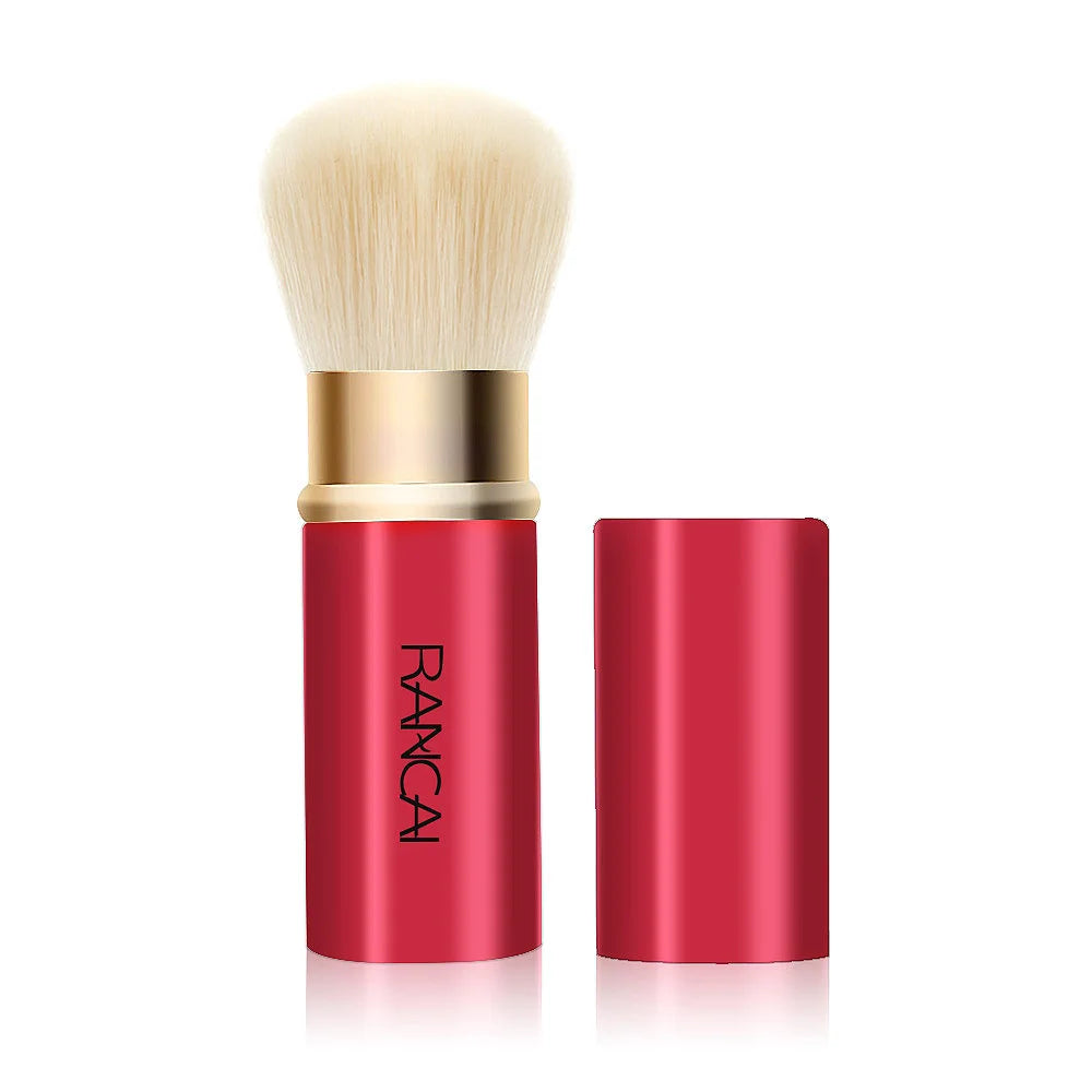 Luxury Mini Retractable Face Brush – Pink & Black, Portable Powder & Highlight Perfection
