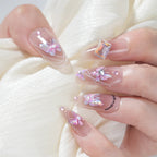 3D Aurora Shell Butterfly Nail Sticker – Pink & Purple, 8×10 cm