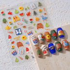 Autumn Maple & Ginkgo 5D Nail Art Stickers – Pumpkins, Ladybugs & Mushrooms