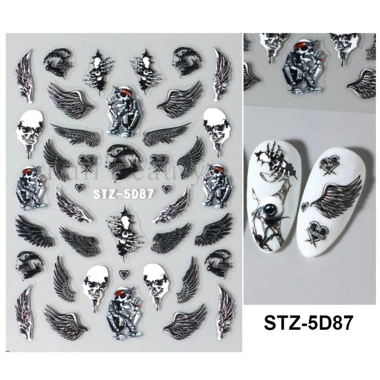 5D Crustacean & Insect Nail Art Stickers – Embossed Self-Adhesive Decals