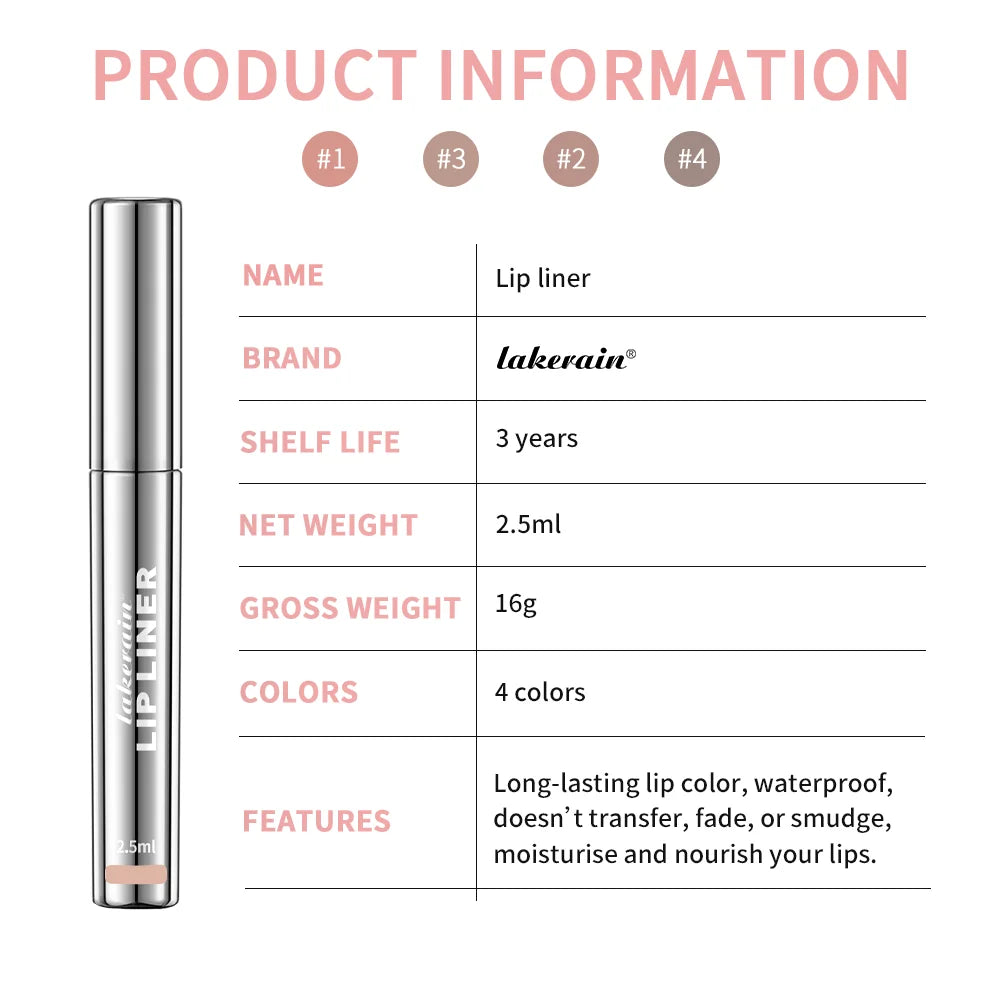 Vitamin E Waterproof Liquid Lip Liner – Long-Lasting with Hyaluronic Acid