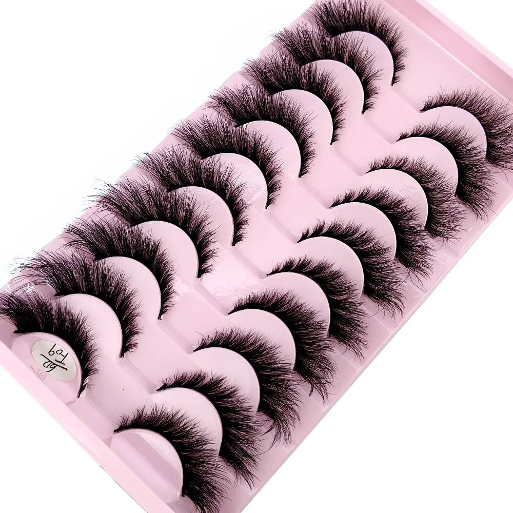 Cat Eye Wispy Mink Lashes – 10 Pairs, Natural Fluffy Long & Short False Eyelashes