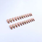 24Pc Leopard Chain Ballerina Press-On False Nails – Full Cover Reusable Tips