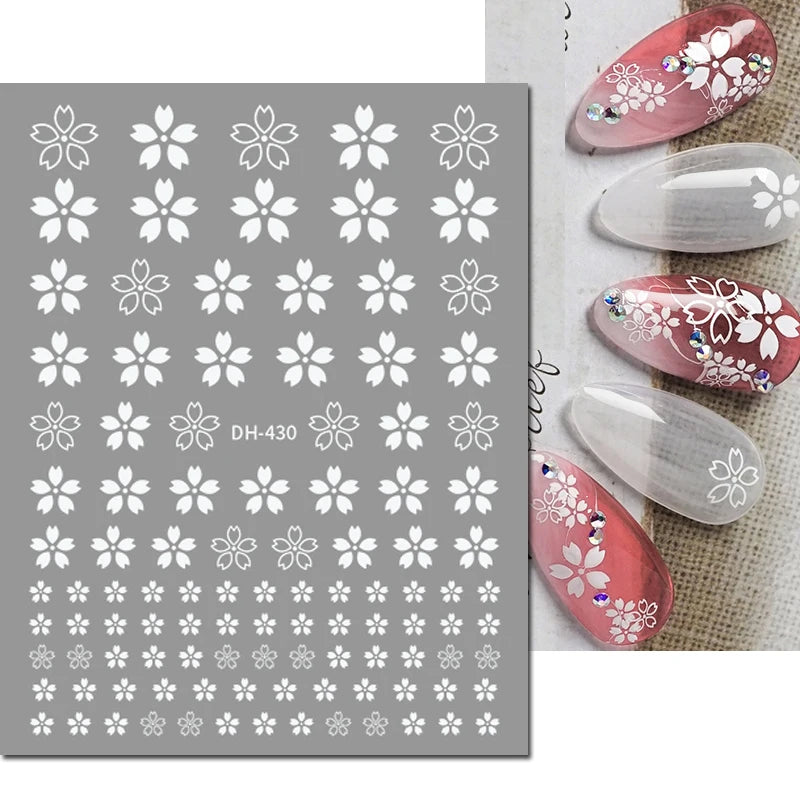 3D Y2K Hibiscus Floral Nail Stickers