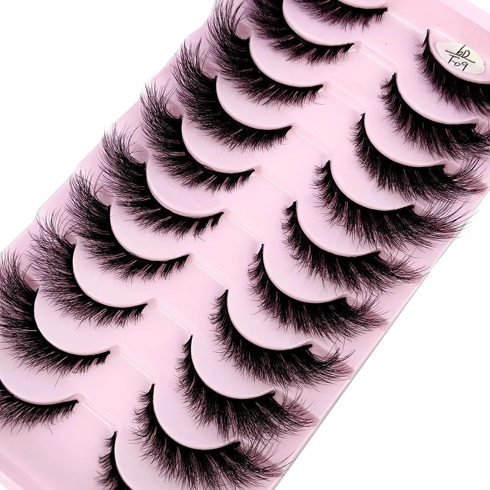 Cat Eye Wispy Mink Lashes – 10 Pairs, Natural Fluffy Long & Short False Eyelashes