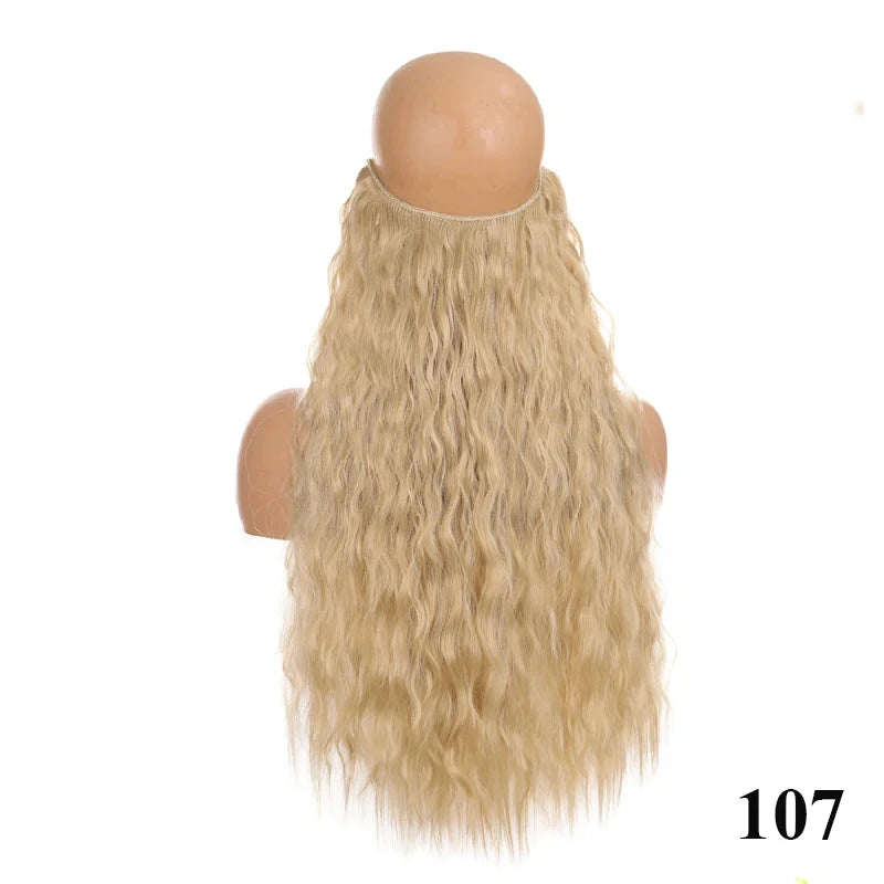 Fish Line Hair Extensions – Straight & Curly, 40/50/60cm, Daily Wear