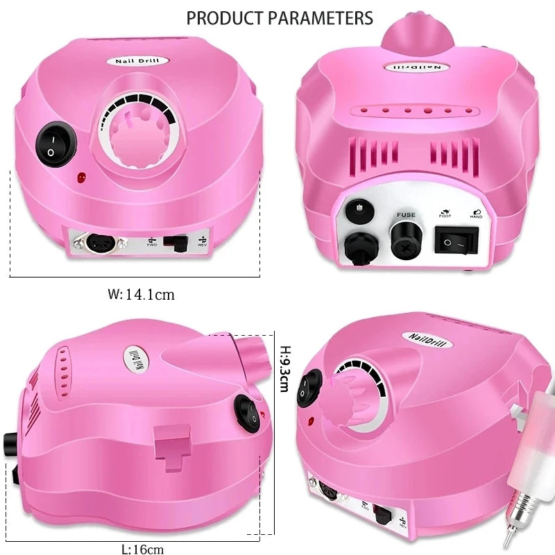 35,000RPM Professional Electric Nail Drill – Portable Manicure Machine & Nail Sander with Drill Bits and Files Kit