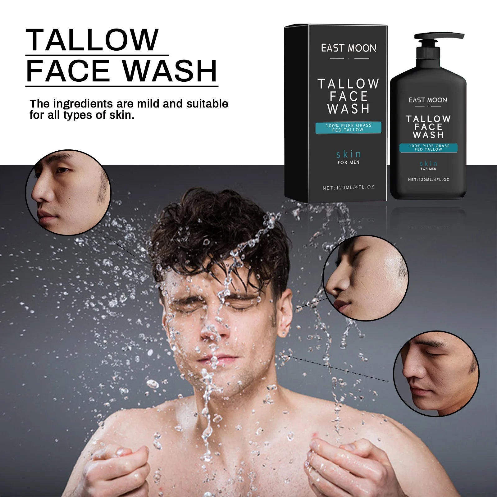 Men’s Facial Cleanser – Acne & Blackhead Control, Oil-Reducing Exfoliating Cream