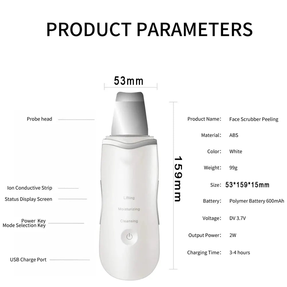 Deep Vibration Facial Skin Scrubber – Pore Cleaner & Massaging Spatula for Glowing Skin