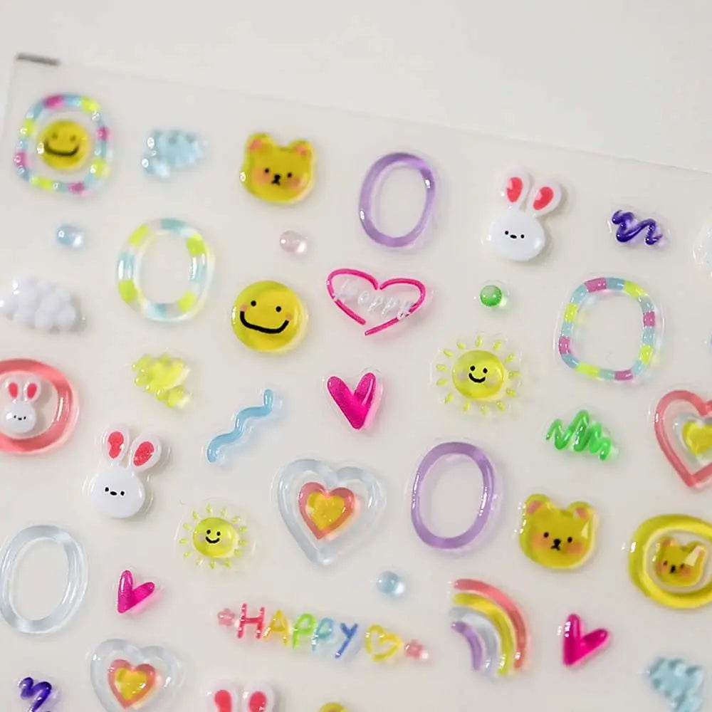 5D Cartoon Nail Art Stickers – Jelly Dessert Bear & Rabbit Decals