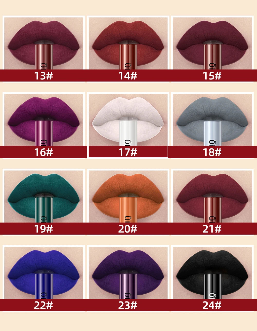 24 Colors Matte Liquid Lipstick Set – Long-Lasting, Waterproof, Non-Stick Velvet Lip Gloss