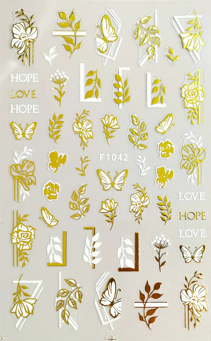 3D Floral & Butterfly Nail Art Stickers Decals