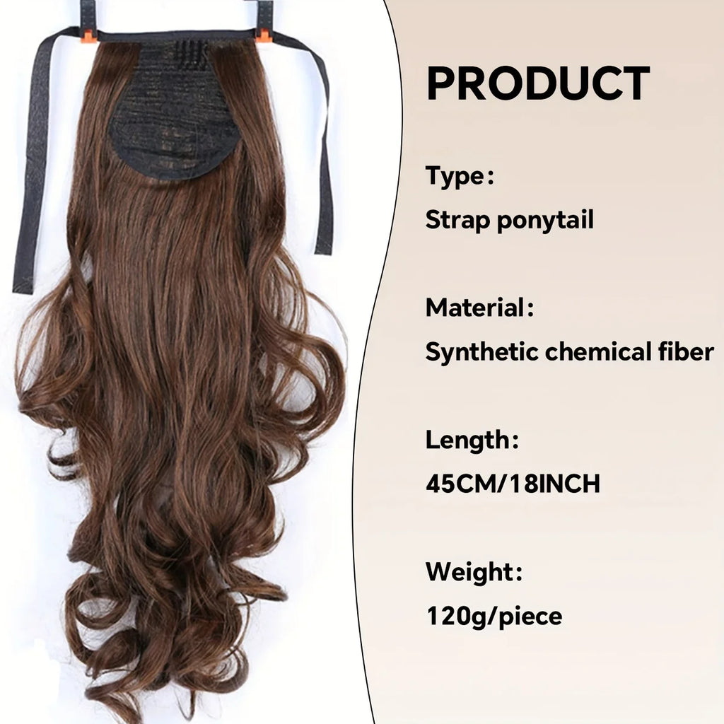 18" Curly Clip-In Ponytail Hair Extension – Heat-Resistant Synthetic