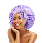 Solid Color Satin Bonnet – High-Quality Adjustable Nightcap & Shower Cap for Women’s Hair Care