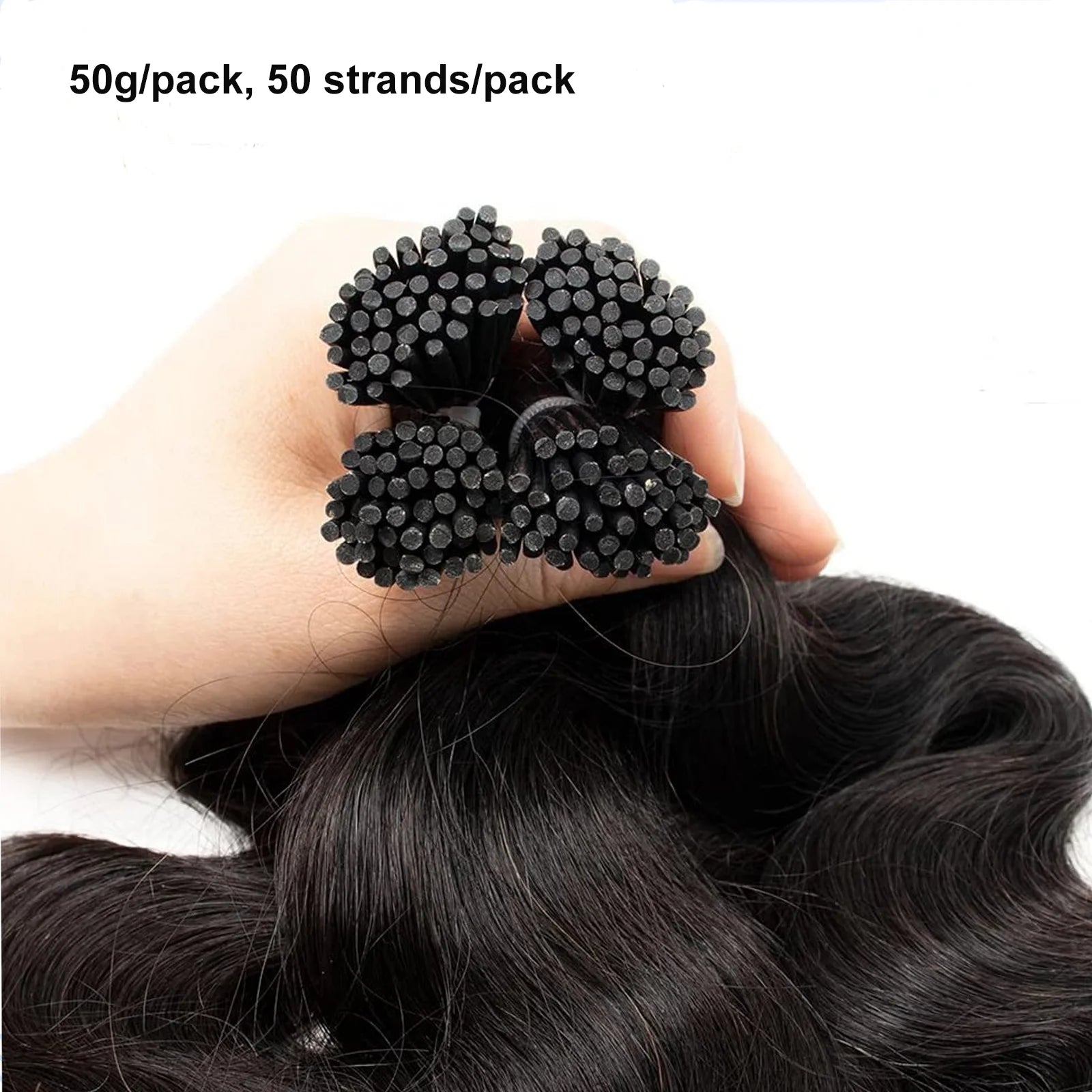 Body Wave I-Tip Brazilian Human Hair Extensions – 1g/Strand, 50 Strands