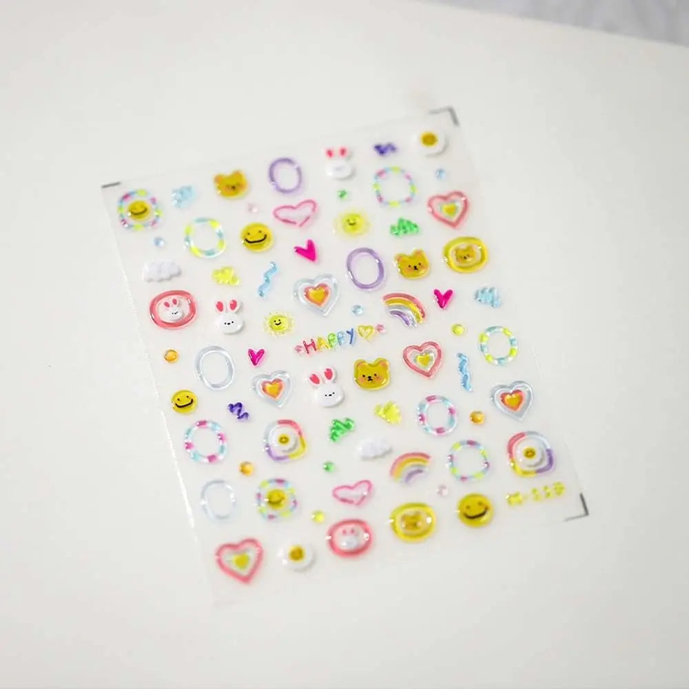 5D Cartoon Nail Art Stickers – Jelly Dessert Bear & Rabbit Decals