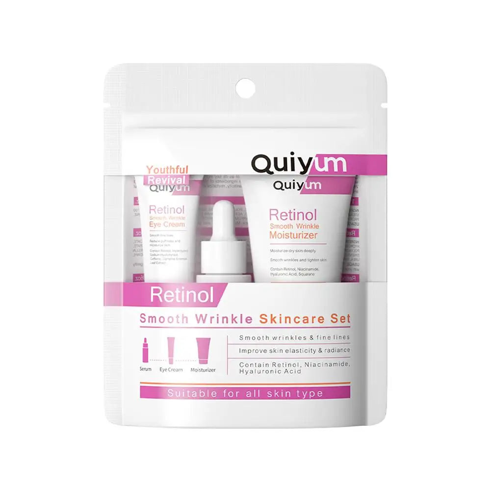 Professional Retinol Skincare Set – Serum, Moisturizer & Eye Cream for Wrinkle Smoothing & Firming