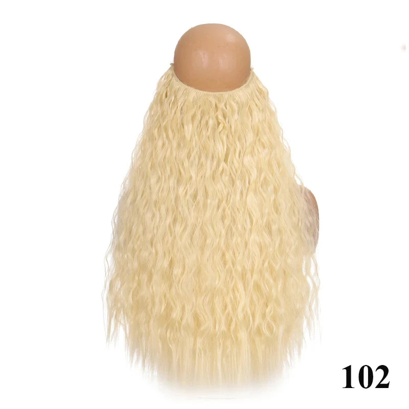 Fish Line Hair Extensions – Straight & Curly, 40/50/60cm, Daily Wear
