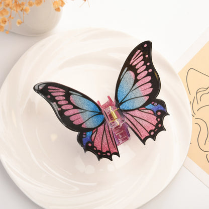 DuoShang Sweet Colorful Butterfly Hair Claw – Large Acrylic Simulated Butterfly Hair Clip for Women