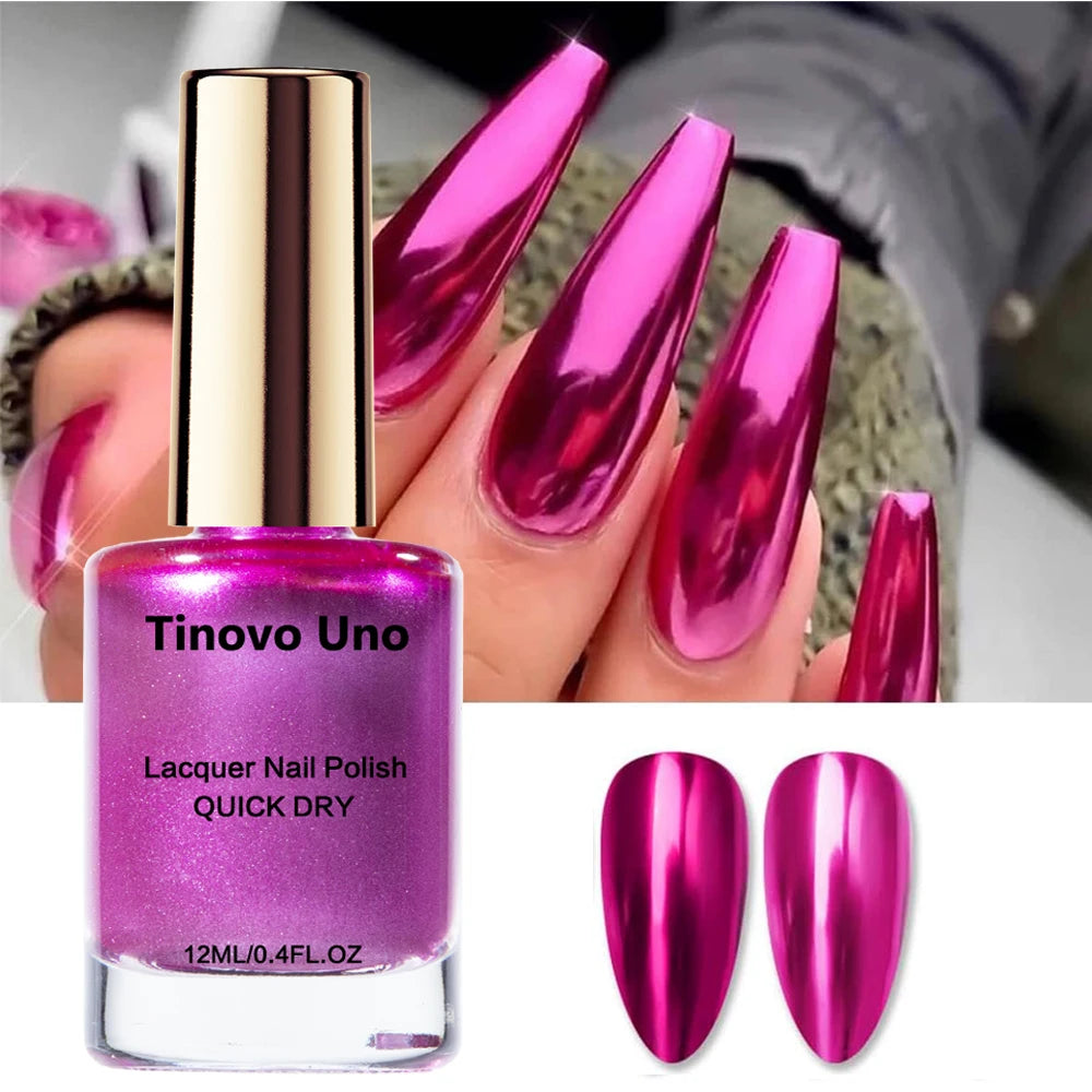 Mirror Effect Metallic Nail Polish – Rose Purple Red Chrome
