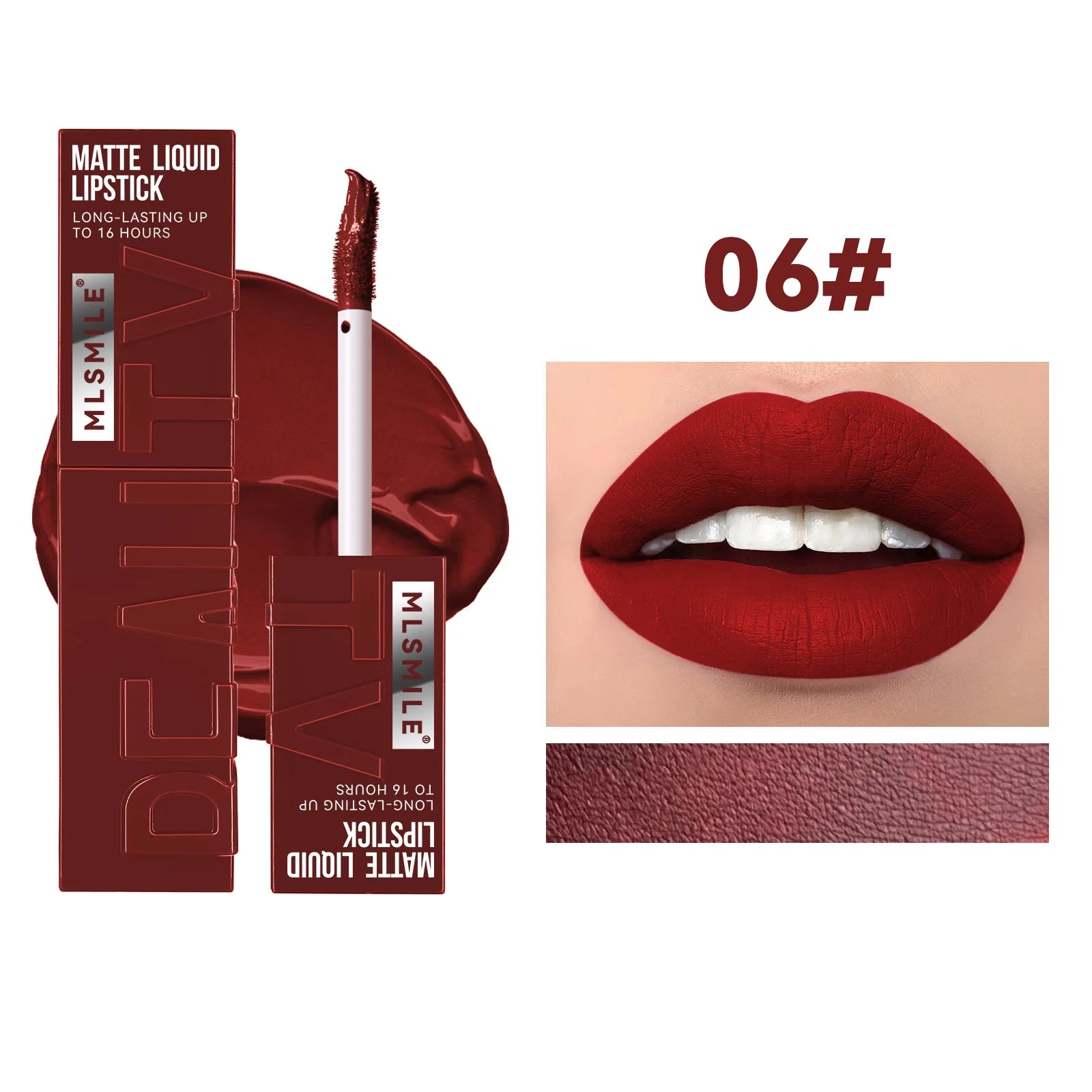 MLSMILE 6-Color Velvet Matte Lip Glaze – Waterproof, Long-Lasting, Non-Stick Lip Tint