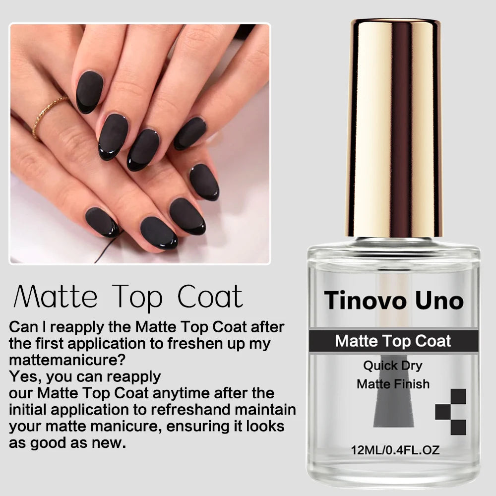 Matte Top Coat Nail Polish – Quick Dry, Long-Lasting Finish (12ML)