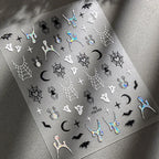 3D Halloween Nail Stickers – Laser Ghost, Spider & Pumpkin Decals