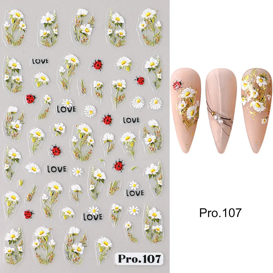 5D Crustacean & Insect Nail Art Stickers – Embossed Self-Adhesive Decals