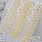 3D Gold Metal Nail Stickers – Chain & Zipper Decals for Women