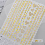 3D Gold Metal Nail Stickers – Chain & Zipper Decals for Women