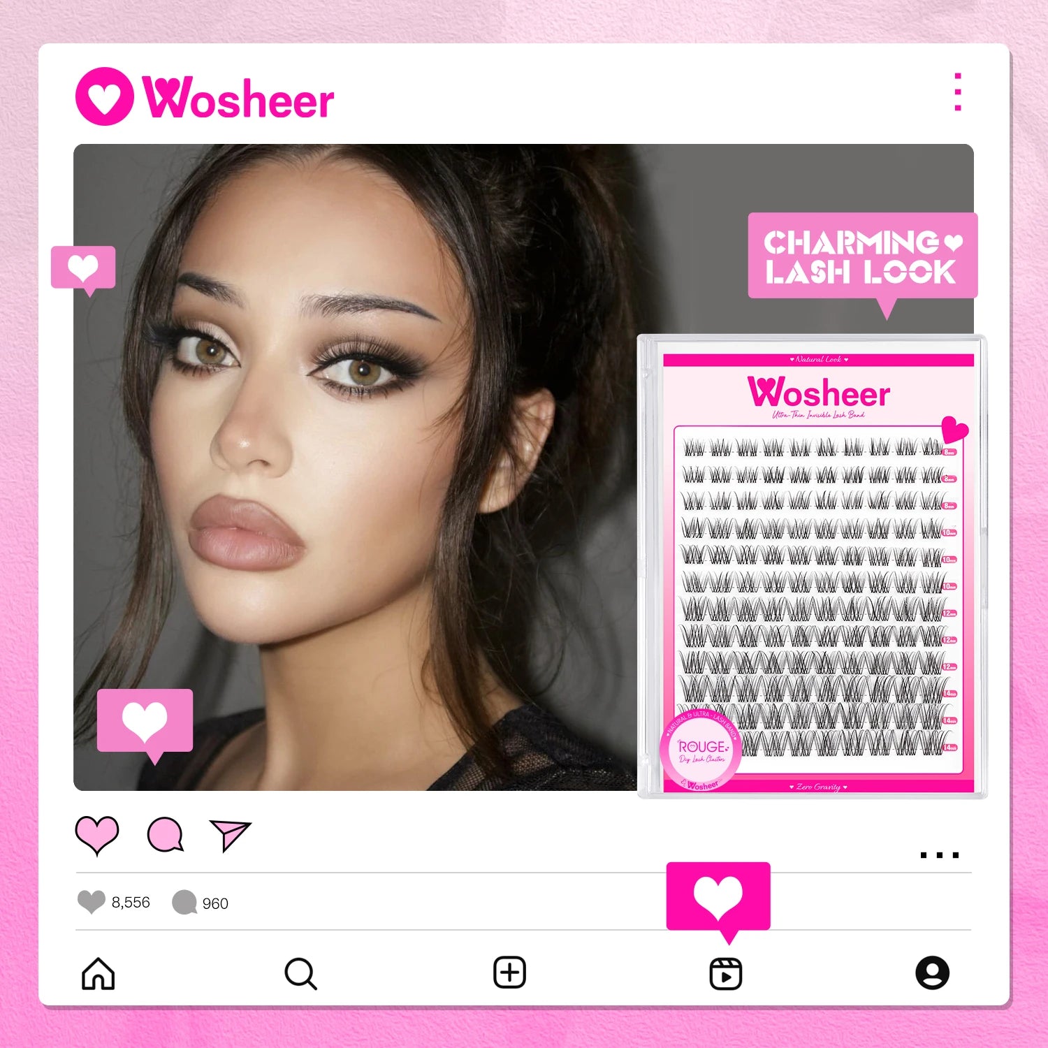 WOSHEER Natural Cluster Lashes – Volume Mixed Eyelash Extensions