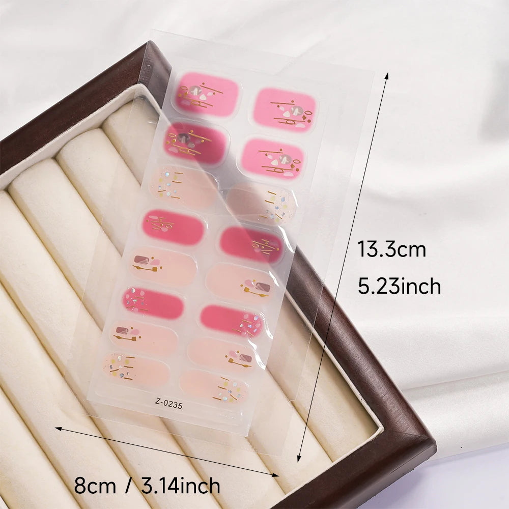 Dopamine Color 5-Sheet Nail Sticker Set – 80 Tips, 3D Foil & Line Full-Cover Wraps
