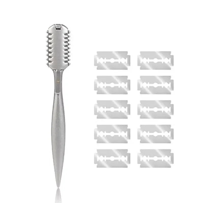 Professional Straight Razor with Rubber Handle – Removable Stainless Steel Blade