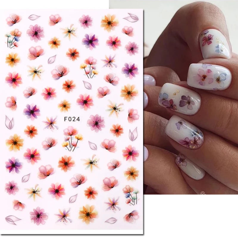 3D Y2K Hibiscus Floral Nail Stickers