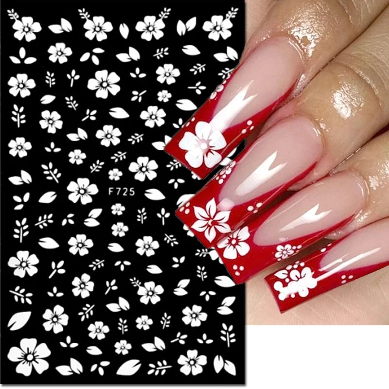 3D Y2K Hibiscus Floral Nail Stickers