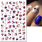 3D Butterfly & Flower Nail Art Stickers – Blue & Purple Decals for Manicure
