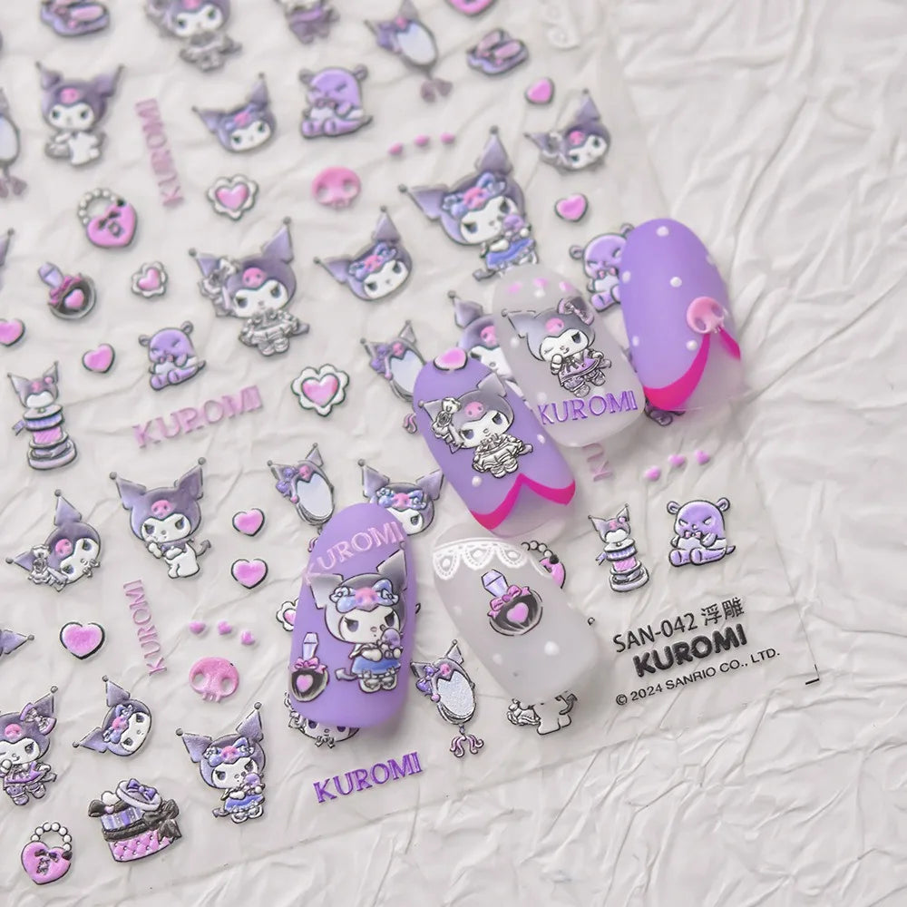 5D Anime Nail Stickers – Hello Kitty, Kuromi & Cinnamoroll