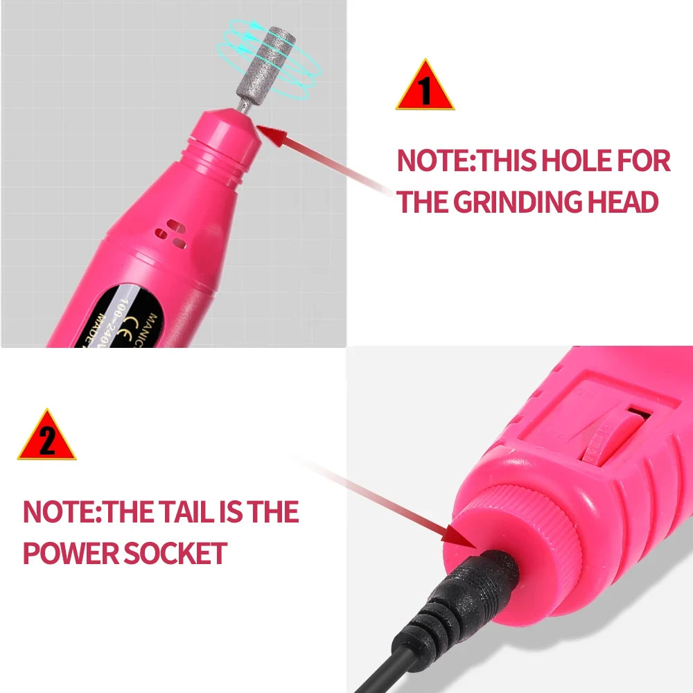 Electric Nail Drill Machine – Professional Manicure Milling Cutter & Nail Art Drill Pen for Salon Use