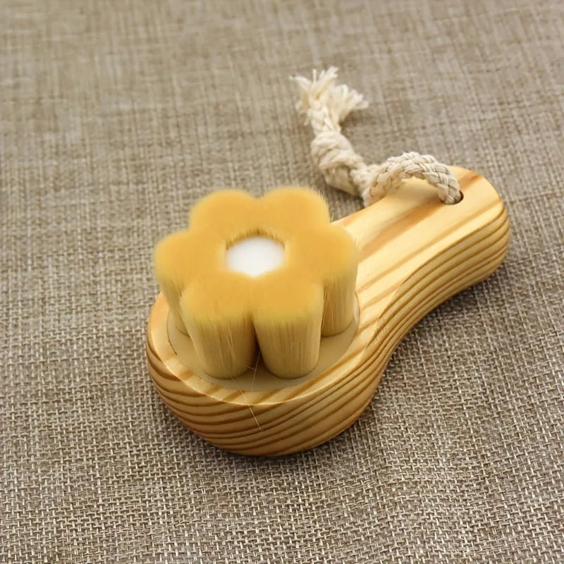 1Pc Wooden Facial Cleansing Brush – Exfoliating Bamboo Hair Face Massage & Skincare Brush